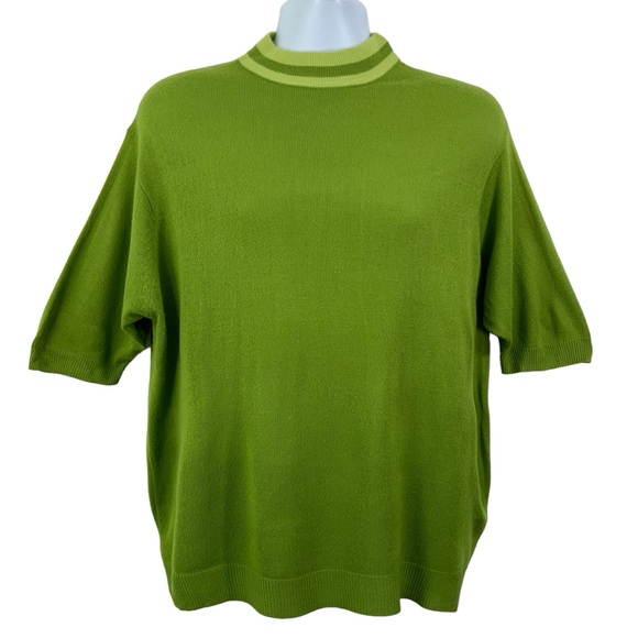 SKM International Sweaters Vintage 7s Mens Short Sleeve Sweater Olive Green Size Large Box37